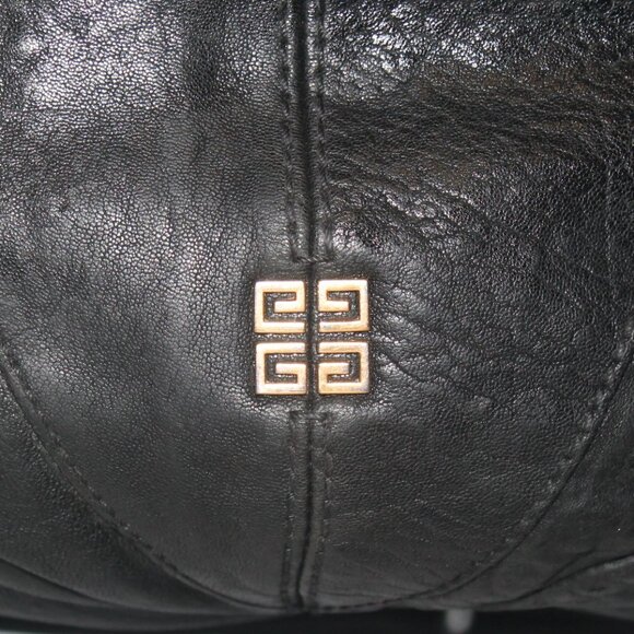 Auth $2800 Large GIVENCHY Black Lambskin Tinhan Hobo Tote Shoulder Bag - Picture 3 of 13